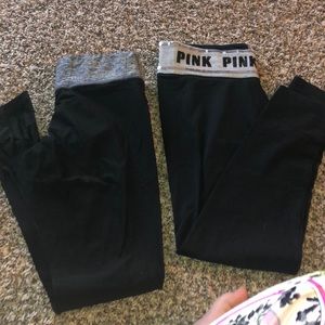 Pink leggings, pair on the left are reversible